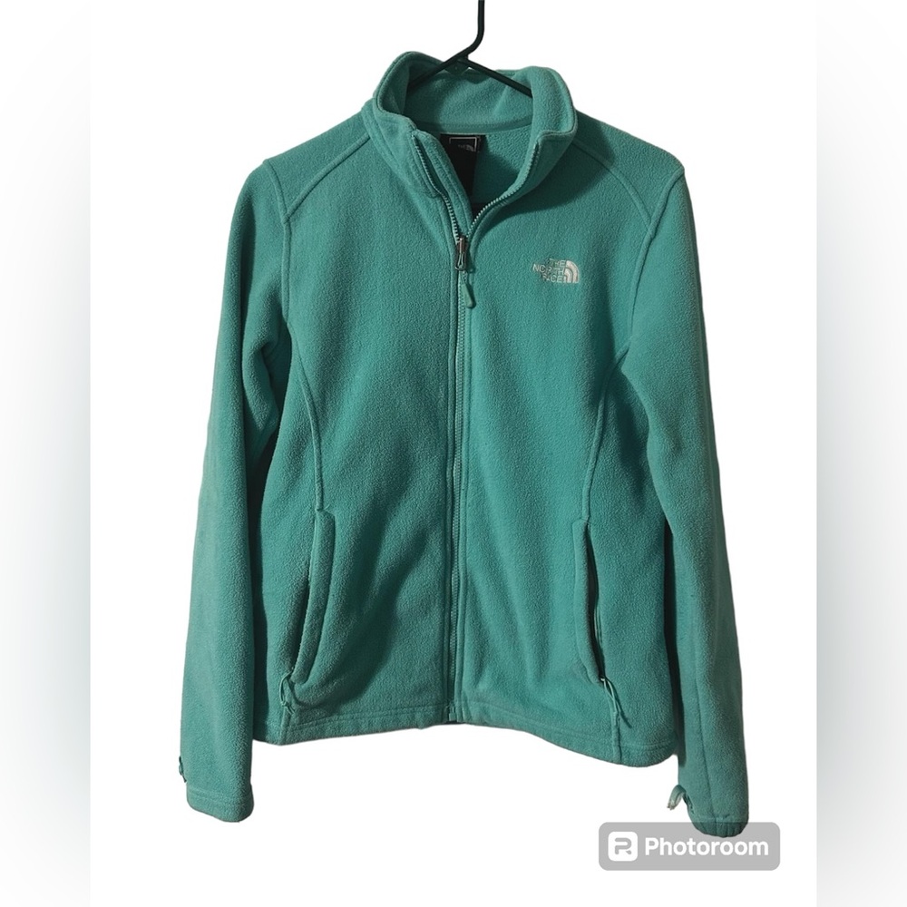 The North Face Women's Medium Teal Green Full Zip Fleece Jacket Outdoor Activewe